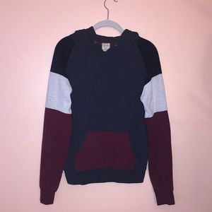 Grey and maroon sweat shirt